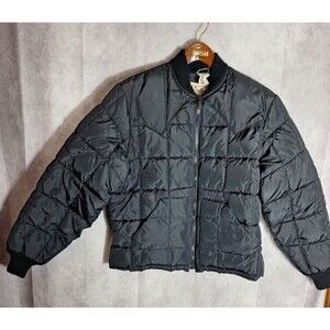 Vtg Walls Blizzard Pruf Quilted Insulated Puffer Jacket Mens L Black Made In USA